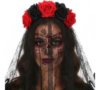 Liakyunf Day of the Dead Costumes for Women,Clothing Face Makeup,Day of the Dead Veil Set | for Women Adults Bride Girls Halloween Cosplay Party Stage Performance
