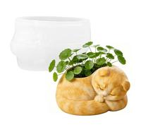 Liakyunf Silicone Planter Mold,Sleeping Cat Shaped Cement Mould,Storage Box Making Mold - for Pen Holder Cactus Planter Home Apartment Holiday Party Gathering Cat Lovers