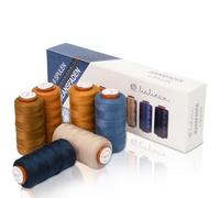 Lialina 100% Polyester Denim Jeans Threads for Sewing Machine - Extra Strong No. 36 Sewing Thread Set for Seams as in The Original - 6 Coloured Threads/150m Each