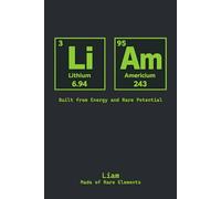 LIAM Notebook: Elemental Name Collection | 6 x 9 Wide Ruled Journal with 120 Pages: Periodic Table Inspired Design Featuring Lithium and Americium