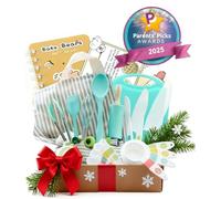liamasum Kids Real Cooking and Baking Kit Gift Set | Montessori Kid-Safe Kitchen Knives, Apron, Gloves, Rolling Pin | Premium Christmas & Birthday Gift for Girls & Boys