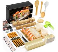 liamasum Sushi Making Kit Sushi Maker Set, 24 in 1 Sushi Roller Kit for Beginners/Pros Sushi Makers with Bamboo Sushi Mats, Sushi Bazooka, Onigiri Mold, Rice Paddle, Sushi Knife & More