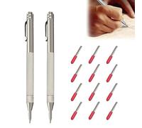 Liameph 2 Pcs Tungsten Carbide Tip Scriber With 12 Replacement Marking Tips, Metal Scribe, Carbide Scriber Pen, Scribe Tool for Ceramics, Glass, Hardened Steel, Enthusiasts