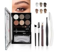 Liameph All-in-One Eyebrow Kit, 6-color Eyebrow Stencil Kit, Eyebrow Stamp,Eyebrow Powder Kit,Eye Brow Shaper Kit Waterproof,with Eyebrow Stencils, Brushes,Eyebrow Pencil,Tweezer and Eyebrow Knife