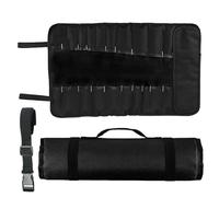 Liameph Chef Knife Bag, 10 Slots Knife Cutlery Tool Roll Case Storage Bag with 1 Piece Buckle for Pro Chefs or Culinary Enthusiasts (Black)
