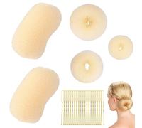 Liameph Hair Padding,Hair Donut Bun Maker Set,Bun Rings for Hair Blonde,Hair Padding Tool,Volume Hair Increase Pad,Hair Bump up Sponge with U-Shaped Clips 20 pcs,for Girls Women DIY Chignon Styles