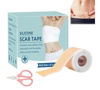 Liameph Scar Tape,Silicone Scar Sheet,Silicone Tape Silicone Tape Scars Self Adhesive Design Reusable Scar Patch with 1 Scissors for Surgical Scar Healing, Acne Cesarean Section(Roll 1.6 * 59 in)