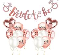 LIAMGUS 15 pcs hen party decorations, bride to be banner, hen party balloons, 1 Pcs Bride To Be Letter Banner, 14 Pcs Latex Ballons with glitter, for Bridal Shower Wedding Decor