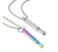 LIAMGUS 2 Pcs Breathing Necklace for Stress Relief, Anxiety Support, and Meditation (Colorful + Silver)