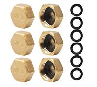 LIAMGUS 6 PCS Brass Blanking Cap, 1/2 Inch Hex Hose Nut, Female Stop Cap, No Leaks Plumbing Fittings for Washing Machine Radiator Valve Faucets Tap