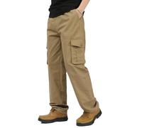 Liamkoa Cargo Pants Men 6 Pockets Breathable Hiking Construction Pants 100% Cotton Heavy Duty Cargo Work Pants for Men (Yellow,13XL)