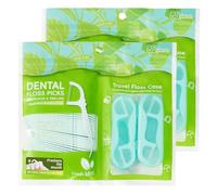 LIAMOSS Mint Flavored Dental Floss Picks - Twin Line Floss Sicks 170 Count, with 4 Mini Travel Floss Case, Compact & Resealable for Easy Storage at Home or On-The-Go, Making Oral Care Simple(Green)