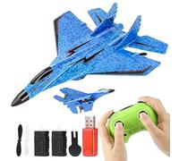 Liamostee rc plane Wireless Airplane Toy - 2CH 2.4Ghz Remote Control with Lights, Foam Fighter Jet for Adults and Kids