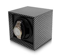 Lian Automatic Watch Winders for 1 Watches Single Square Walnut Color with Soft Memory Foam Watch Winder Box for Women and Men USB Powered (Carbon Fiber Black)