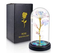 Lian Birthday Gifts for Women, Mothers Day Flowers Gifts for Mom Wife from Kids Daughter Son Husband, Rainbow Light Up Rose in A Glass Dome Gifts for Mom Wife, Mother's Day, Christmas Day