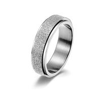Lian Fidget Ring for Women Men Stainless Steel Fidget Spinner Rings 6mm Cool Couple Rings Sand Blasted Finished Silver6