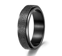 Lian Fidget Ring for Women Men Stainless Steel Fidget Spinner Rings 6mm Cool Couple Rings Sand Blasted Finished Black7
