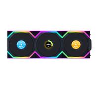 Lian Li UNI Fan SL LCD Wireless (Reverse Blade) 120mm ARGB Fan - Triple Pack - 1.6" LCD Display - 2.4 GHz Wireless Signal for RGB & Fan Control - Controller Included & Required - Black(12RSLLCD1W3B)