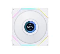 Lian Li UNI FAN TL LCD 120mm Reverse Flow, PWM, RGB Triple Fan Pack - White | Customisable Display | High Performance