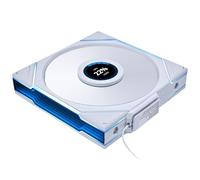Lian Li UNI FAN TL140 LCD Reverse - 140mm ARGB PWM Fan with LCD Display, White, Reverse Airflow, Wireless Daisy-Chain, Dual-Zone RGB, Controller-Free Installation
