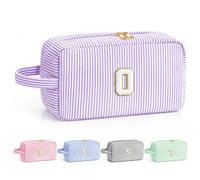 LIAN Personalized Makeup Bag, Large Letter Cosmetic Bag, Purple-O