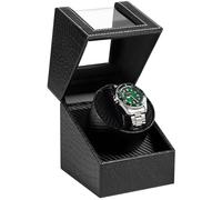Lian Single Watch Winder with Quiet Motor for Men and Women Automatic Rotating Storage Display Box for Mechanical Watches Crocodile Leather Pattern-Black (Crocodile pattern black)