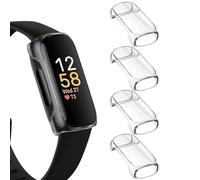 LIANCGJUE 4 Pack TPU Case for Fitbit Inspire 3 Screen Protector, Rugged Bumper Cover Full Around Protective Compatible with Fitbit Inspire 3 Smartwatch (Clear/Clear/Clear/Clear)