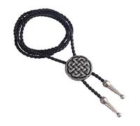 LIANCHI Western Black Bolo Tie for Men and Women,Native American Leather Bolo Tie String, Chinese Knot Silver, 70 cm