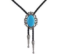 LIANCHI Western Crown Black Bolo Tie for Men and Women,Native American Leather Bolo Tie String