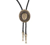 LIANCHI Western Hat Black Bolo Tie for Men and Women,Native American Leather Bolo Tie String
