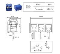 LIANFOND 100PCS KF301 PCB Mount Screw Terminal Block Connector Kit, 508mm Pitch, 2P3P4P, Blue, Raspberry Pi for A+/for B+/3B & for Arduino