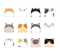 LIANFOND 12 Pcs Cartoon Cat Sticky Notes Set,30 Sheets per Pad,Unlined Memo Pads for Office School Home,Adhesive Note Paper for Planners Journals Whiteboards,for Notebooks Laptops Tablets