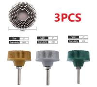 LIANFOND 3PCS 2 Inch Emery Rubber Disc Brush for Rust Removal, Grinding Polishing Wheel with 1 4" Shank, for Hard Metal Aluminum (50#, 80#, 120#)