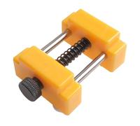 LIANFOND Adjustable Watch Case Holder Stand for Dial Cover and Watch Repair with 4 Plastic Pins, Stainless Steel and Plastic Base, Yellow, 74 x 146 mm, 1 Piece