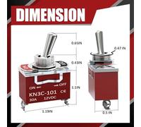 LIANFOND KN3C-101 2-Pin Toggle Switch SPDT 15A 250VAC Waterproof Cap ON-OFF Metal Lever Electrical Control