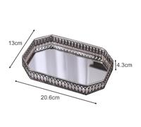LIANFOND Light Luxury Metal Mirror Tray for Home, Bathroom or Cafe Decor Vintage Glass & Metal Jewelry Organizer with Wall Hanging Design