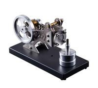 LIANFOND Metal Vacuum Engine Model Kit with Flywheel for External Combustion Principle Demonstration,Aluminum DIY Hot Gas Turbine Steam Motor Educational Toy,150x70x88mm,for Ethanol Lamp Heating