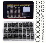 LIANFOND Rubber O-Ring Assortment Kit 1200pcs with 24 Sizes for Plumbing Automotive Repair, Black