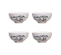 Liang baobao Chinese Tea Tasting Cup Set of 4, 2oz White Porcelain Mini Cups for Gongfu Tea Ceremony (landscape)