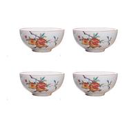 Liang baobao Chinese Tea Tasting Cup Set of 4, 2oz White Porcelain Mini Cups for Gongfu Tea Ceremony (pomegranate)