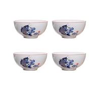 Liang baobao Chinese Tea Tasting Cup Set of 4, 2oz White Porcelain Mini Cups for Gongfu Tea Ceremony (Fish jump)