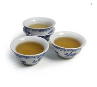 Liang baobao Chinese Traditional Tea Tasting Cup Set of 4, 2oz White Porcelain Mini Cups for Gongfu Tea Ceremony (Butterfly Love Flower)