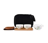 Liang baobao Convenient Teapot Cup Porcelain Teacup White Glazed Travel tea set (Colorful lotus set)
