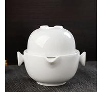 Liang baobao Convenient Teapot Cup Porcelain Teacup White Glazed Travel tea set (White)