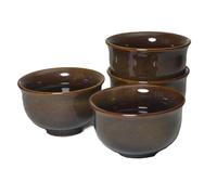 Liang baobao Mini Porcelain Cup Set of 4 Colourful Ceramic Tea Cup with Kiln Glaze Cups 2.5oz (Brown)