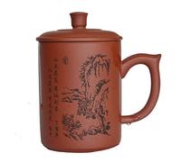 Liang baobao Yixing Purple Sand Clay Tea Cup 500ml Chinese Zisha Teacups Handle Lip Mugs (Red)