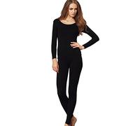 Liang Rou Women's Crew Neck Top & Bottom Ultra Thin Thermal Underwear Set Black Large