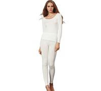 Liang Rou Women's Scoop Neck Top & Bottom Ultra Thin Thermal Underwear Set Off-White X-Large