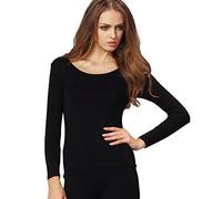 Liang Rou Women's Scoop Neck Ultra Thin Basic Long Sleeve Shirt Black X-Large