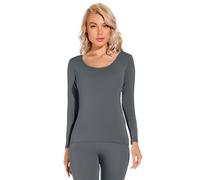 Liang Rou Women's Scoop Neck Ultra Thin Basic Long Sleeve Shirt Grayish Blue X-Large